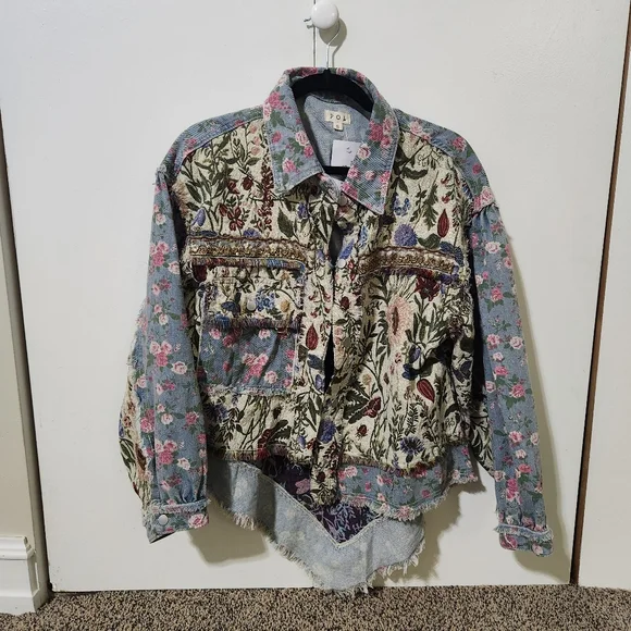 NWT Shop Stevie POL Floral Denim Jacket - Picture 4 of 9